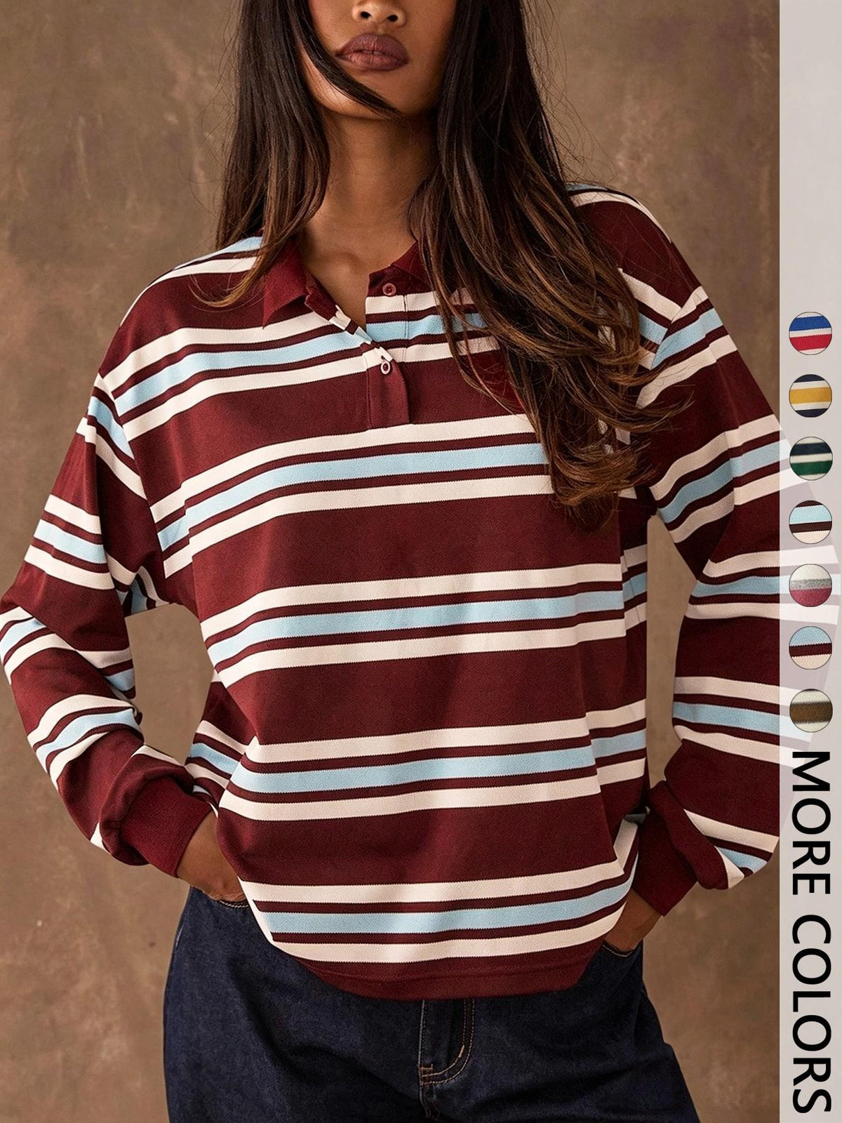 CLEARANCE SALE🔥Women's Casual Colorblock Striped Long Sleeve T-Shirt, Outdoors Wear, All Seasons