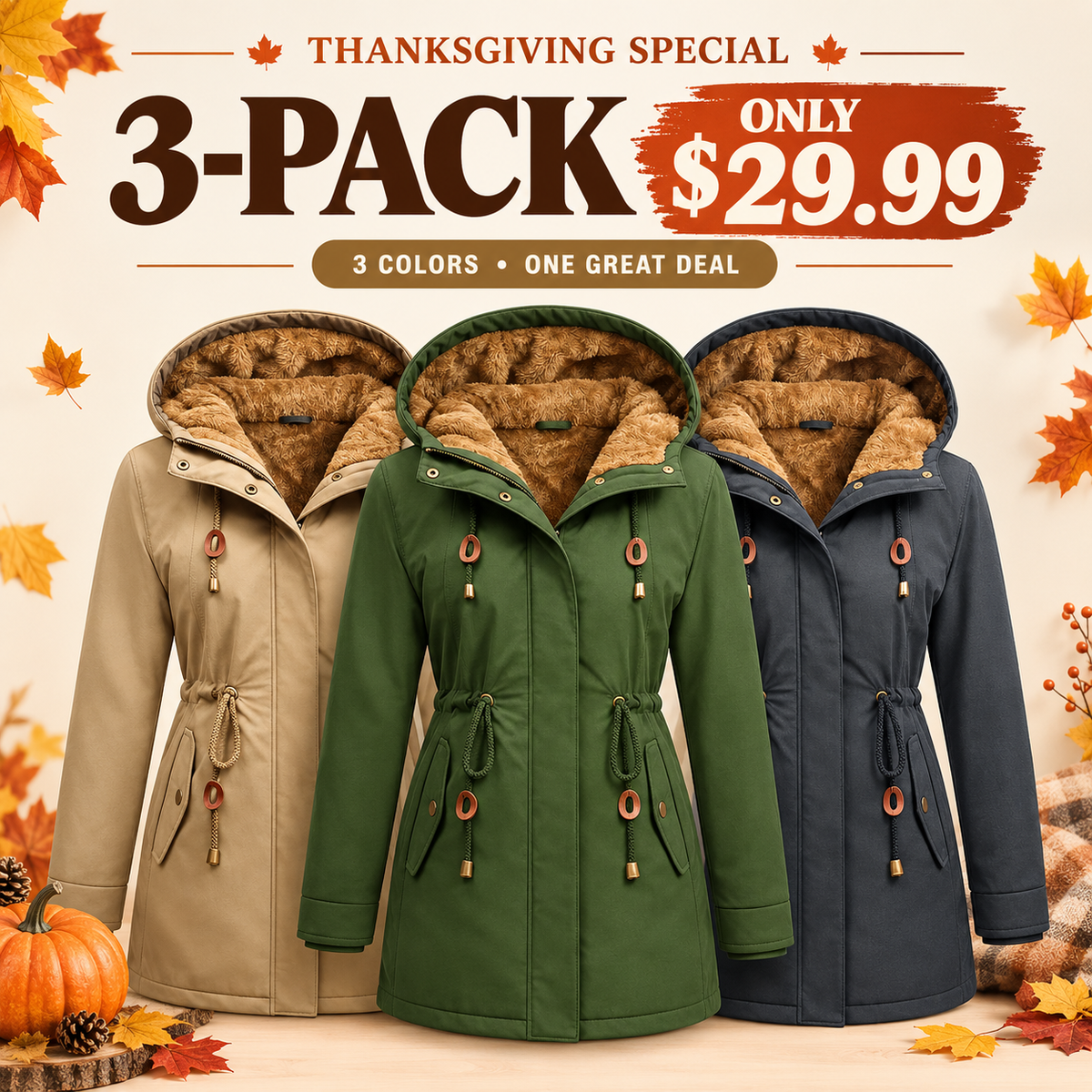 🦃 Thanksgiving Sale — Women's Fleece Parka Jacket | Warm & Hooded | Limited Time Only