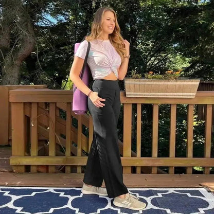 💘Women's High-Waist Stretch Wide-Leg Pants – Flattering Comfort Dress Pants with Pockets