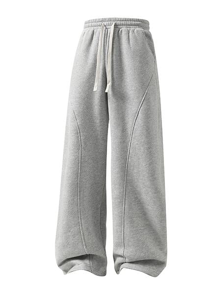 Unisex Fleece-Lined Warm Athletic Pants – Plus-Size Loose-Fit Casual Trousers with Drawstring Waist