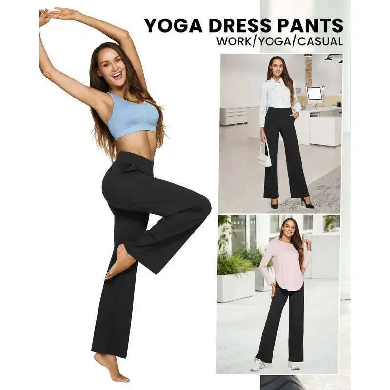 💘Women's High-Waist Stretch Wide-Leg Pants – Flattering Comfort Dress Pants with Pockets