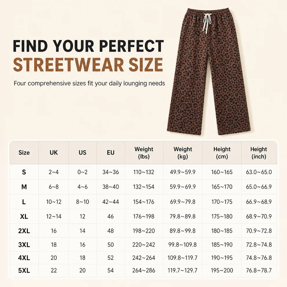 Women's Casual Leopard Print Wide Leg Sweatpants
