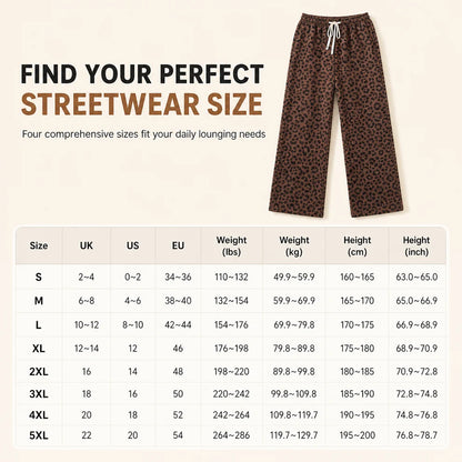 Women's Casual Leopard Print Wide Leg Sweatpants