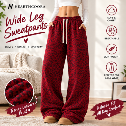 Women's Casual Leopard Print Wide Leg Sweatpants