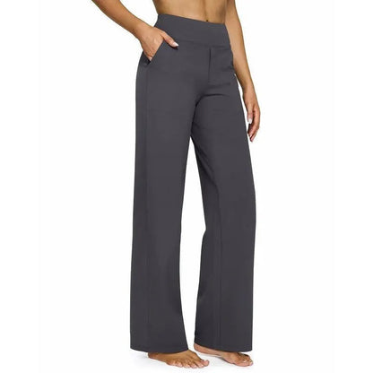 💘Women's High-Waist Stretch Wide-Leg Pants – Flattering Comfort Dress Pants with Pockets