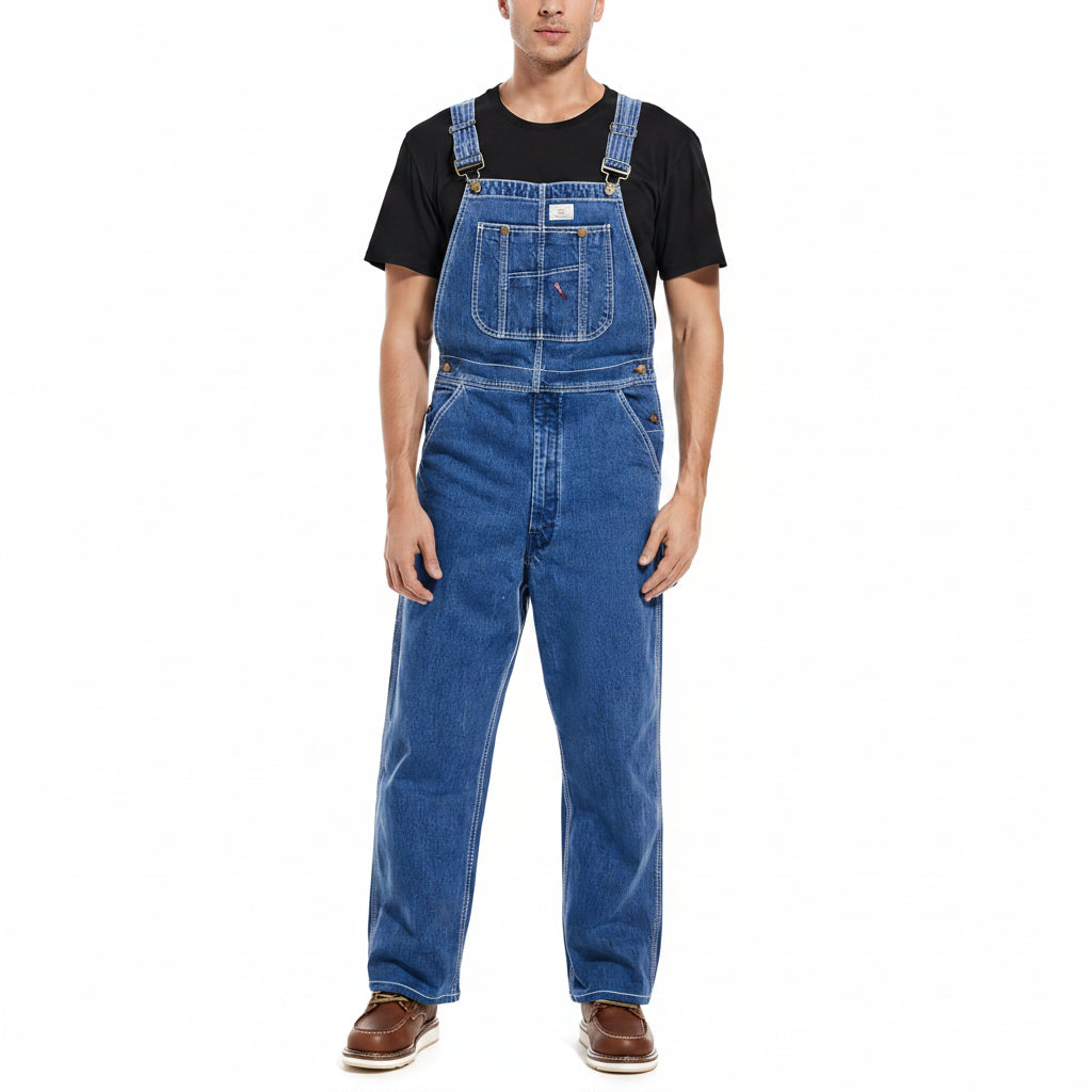 Men's 13.5 oz Cotton Denim Bib Overalls – 83294-Style Heavy-Duty Workwear with Adjustable Straps & Tool Pockets