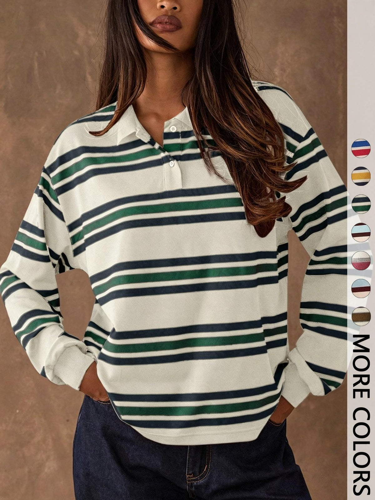 CLEARANCE SALE🔥Women's Casual Colorblock Striped Long Sleeve T-Shirt, Outdoors Wear, All Seasons