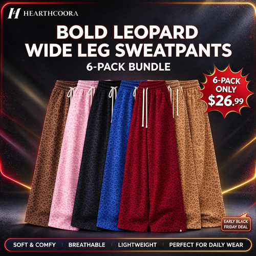 Women's Casual Leopard Print Wide Leg Sweatpants
