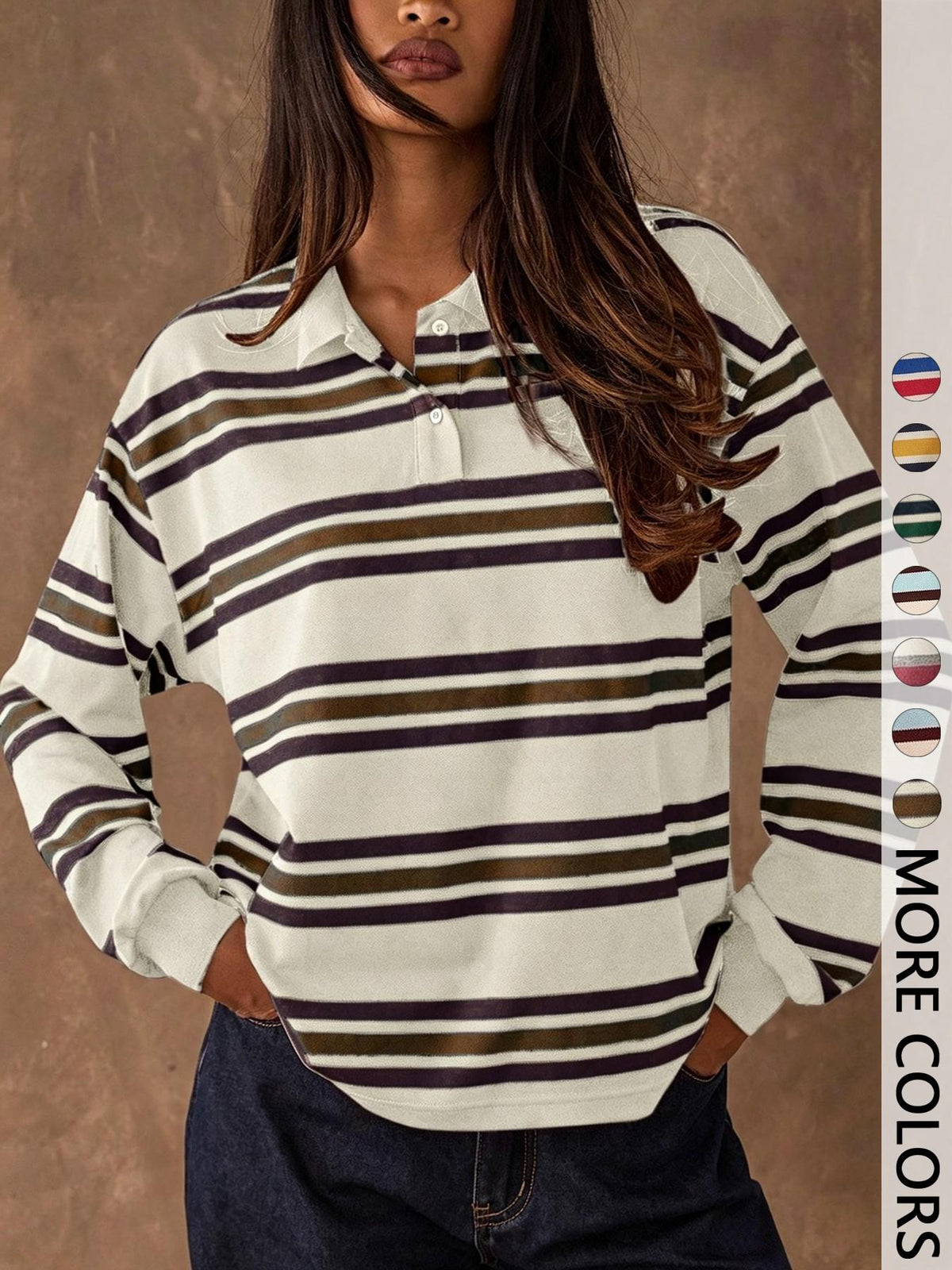 CLEARANCE SALE🔥Women's Casual Colorblock Striped Long Sleeve T-Shirt, Outdoors Wear, All Seasons