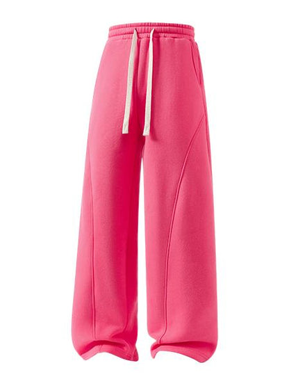 Unisex Fleece-Lined Warm Athletic Pants – Plus-Size Loose-Fit Casual Trousers with Drawstring Waist
