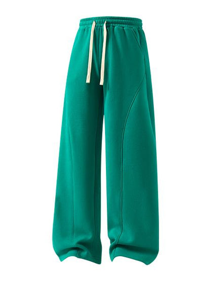 Unisex Fleece-Lined Warm Athletic Pants – Plus-Size Loose-Fit Casual Trousers with Drawstring Waist