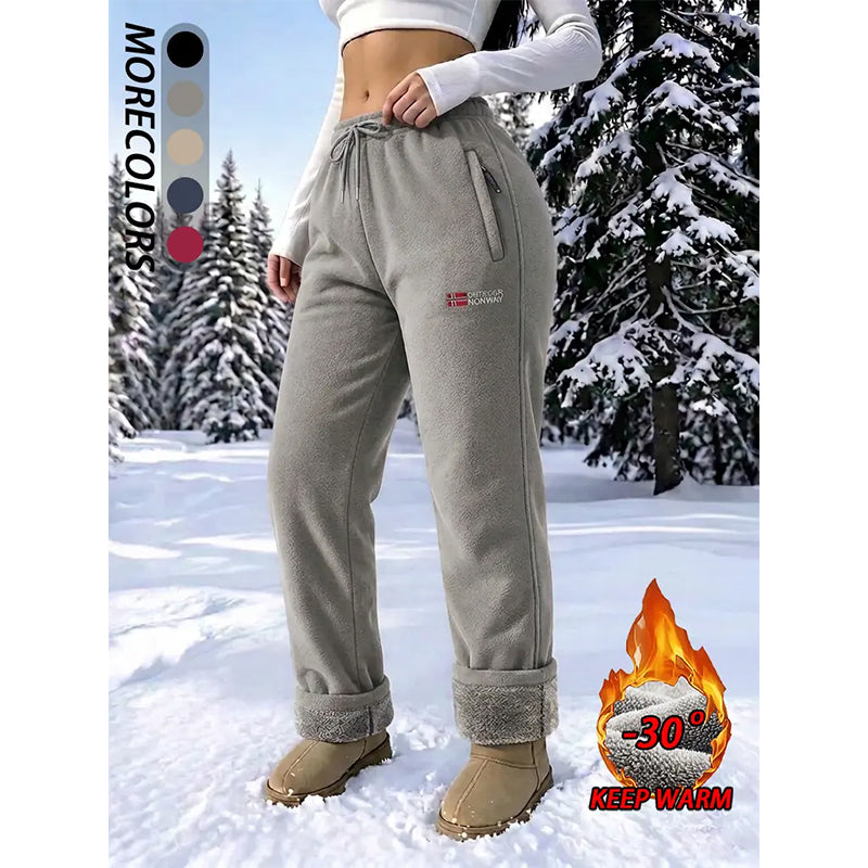 Women's thermal trousers made of 100% cotton with a warm fleece lining