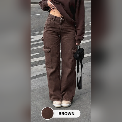 Women's High-Waisted Wide-Leg Cargo Jeans