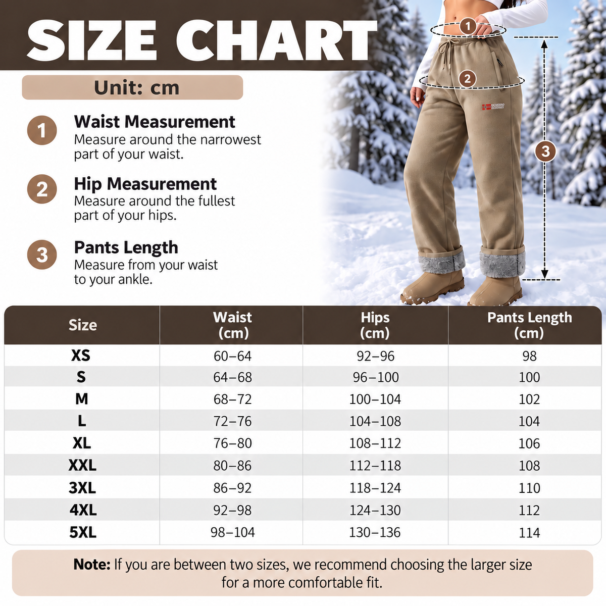 Women's thermal trousers made of 100% cotton with a warm fleece lining