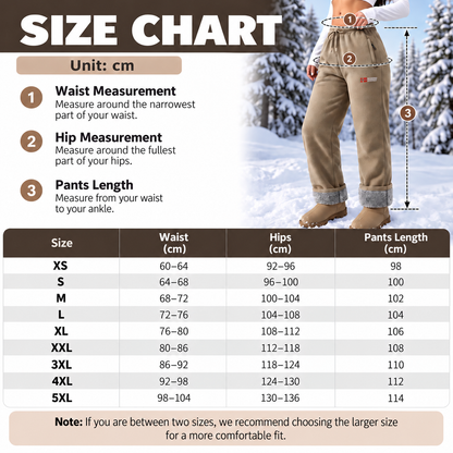 Women's thermal trousers made of 100% cotton with a warm fleece lining