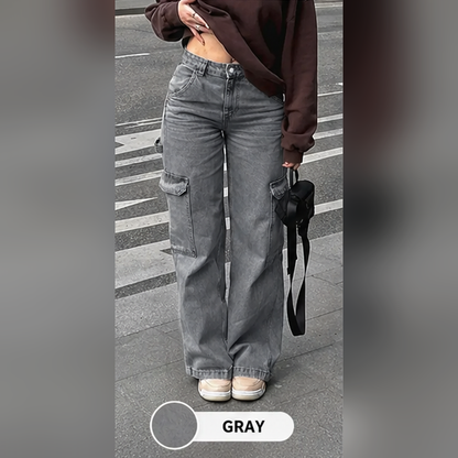 Women's High-Waisted Wide-Leg Cargo Jeans