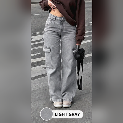Women's High-Waisted Wide-Leg Cargo Jeans