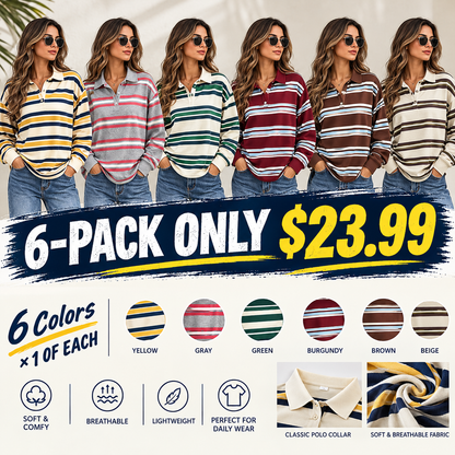 CLEARANCE SALE🔥Women's Casual Colorblock Striped Long Sleeve T-Shirt, Outdoors Wear, All Seasons