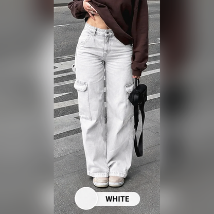 Women's High-Waisted Wide-Leg Cargo Jeans