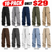 10-PACK ONLY $29-Black + Gray + Dark Blue + Olive Green + Khaki + Brown + Charcoal + White + Light Blue + Beige