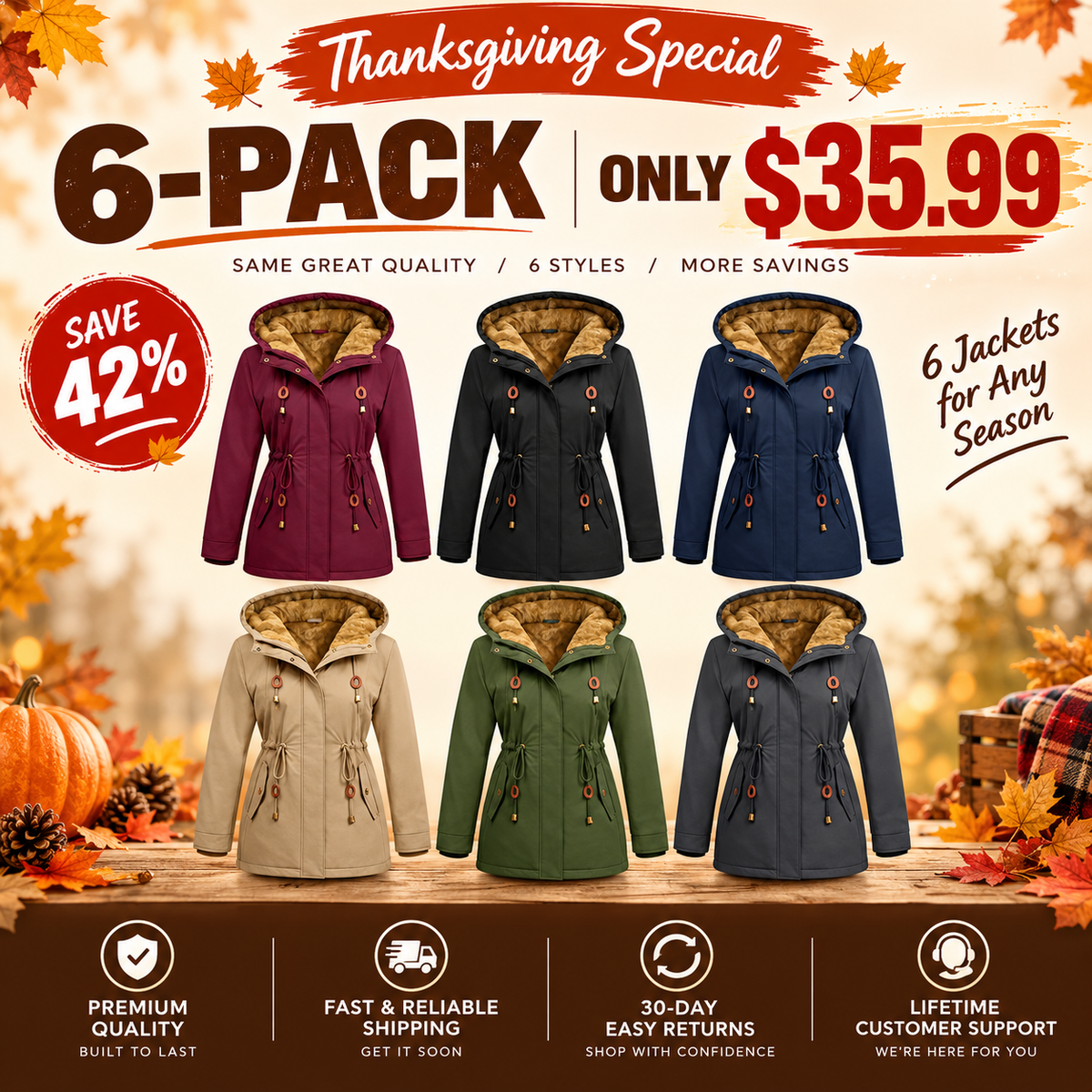 🦃 Thanksgiving Sale — Women's Fleece Parka Jacket | Warm & Hooded | Limited Time Only