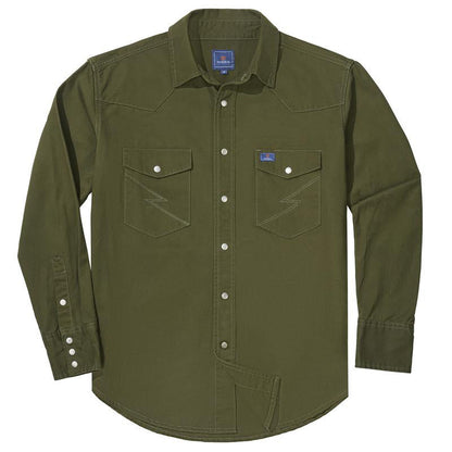 Men's Long Sleeve Stone-Washed and Pre-Washed Denim Work Shirt