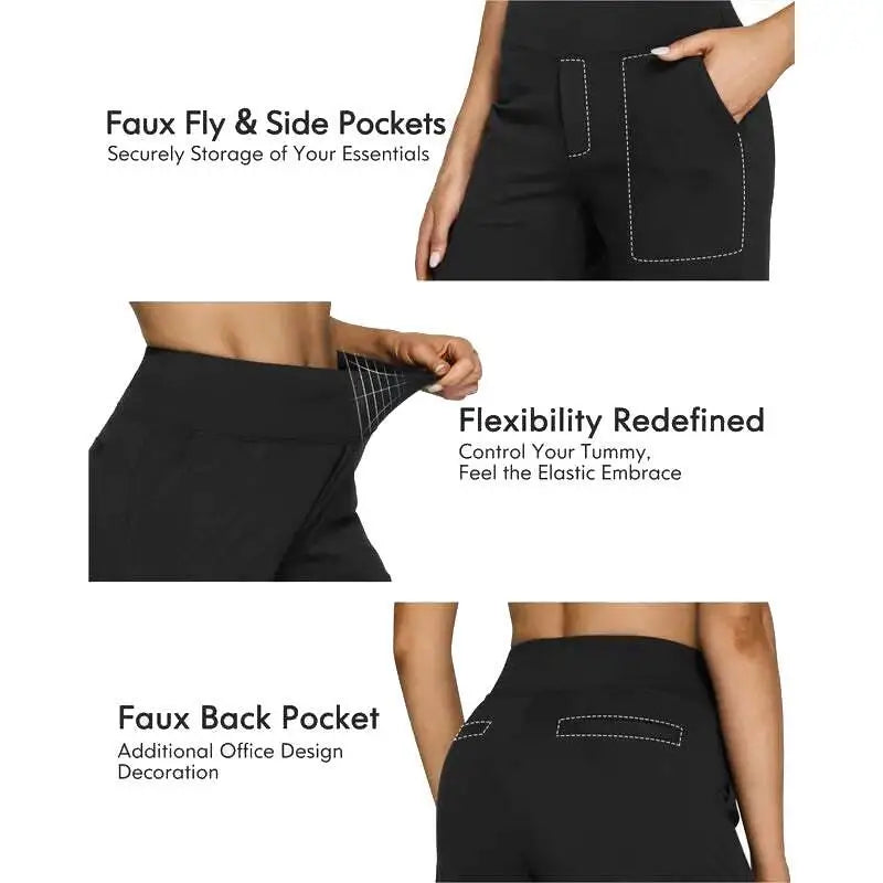 💘Women's High-Waist Stretch Wide-Leg Pants – Flattering Comfort Dress Pants with Pockets