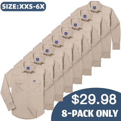 Men's Long Sleeve Stone-Washed and Pre-Washed Denim Work Shirt
