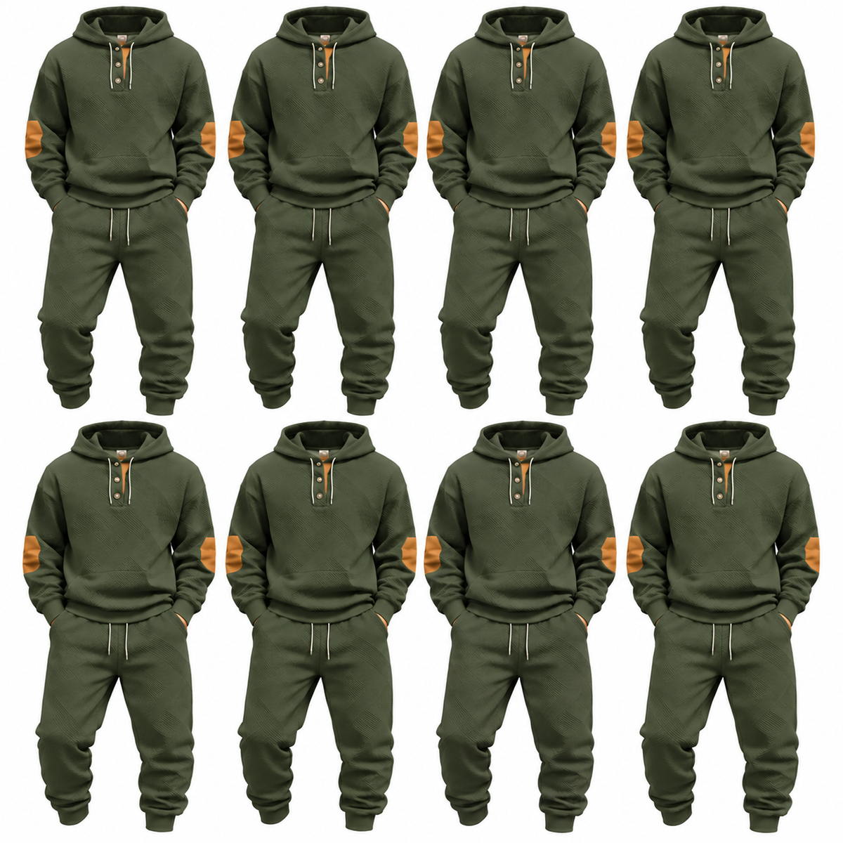 Men's Textured Knit Henley Hoodie & Jogger Two-Piece Set