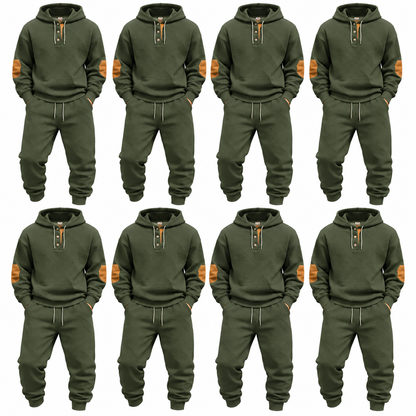Men's Textured Knit Henley Hoodie & Jogger Two-Piece Set