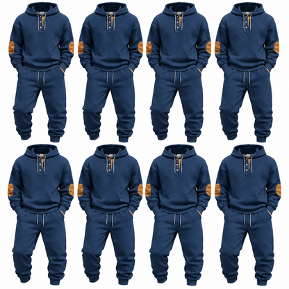 Men's Textured Knit Henley Hoodie & Jogger Two-Piece Set