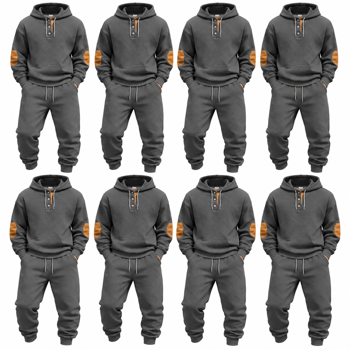 Men's Textured Knit Henley Hoodie & Jogger Two-Piece Set