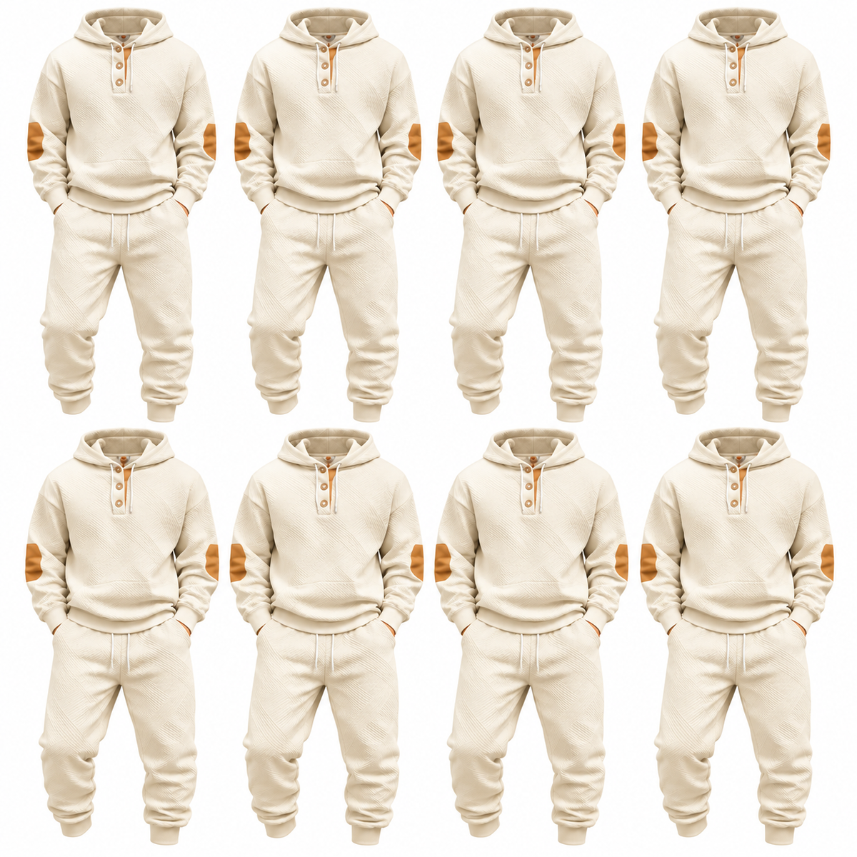 Men's Textured Knit Henley Hoodie & Jogger Two-Piece Set