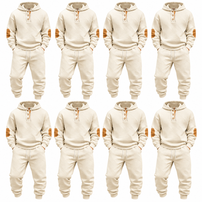Men's Textured Knit Henley Hoodie & Jogger Two-Piece Set