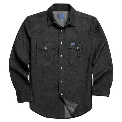 Men's Long Sleeve Stone-Washed and Pre-Washed Denim Work Shirt