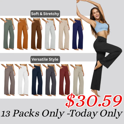 💘Women's High-Waist Stretch Wide-Leg Pants – Flattering Comfort Dress Pants with Pockets