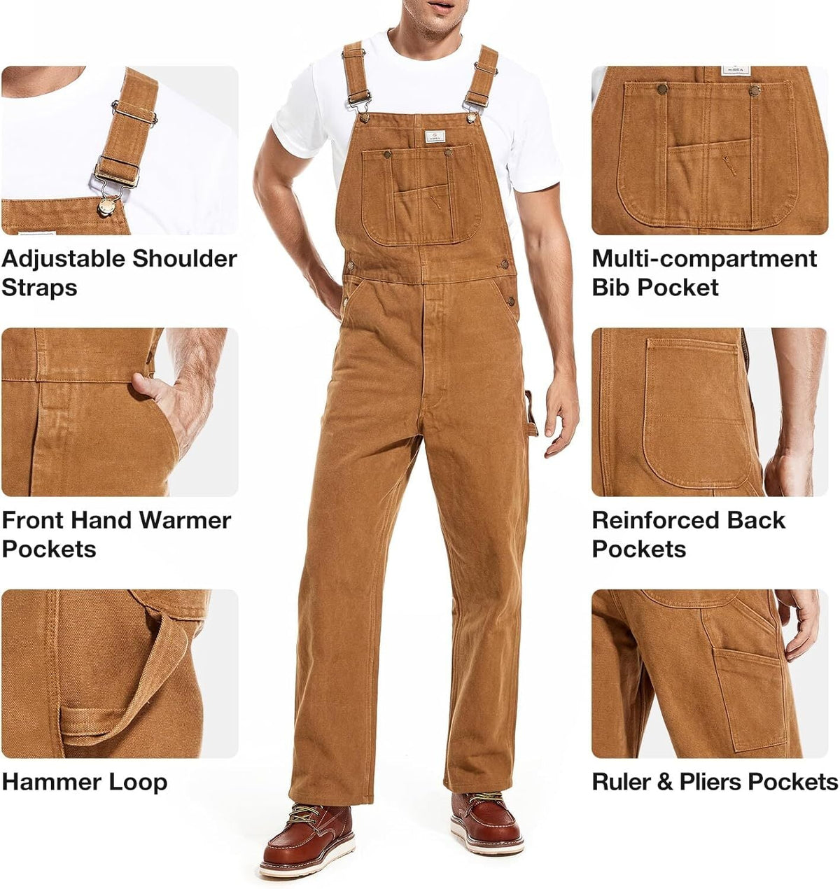Men's 13.5 oz Cotton Denim Bib Overalls – 83294-Style Heavy-Duty Workwear with Adjustable Straps & Tool Pockets